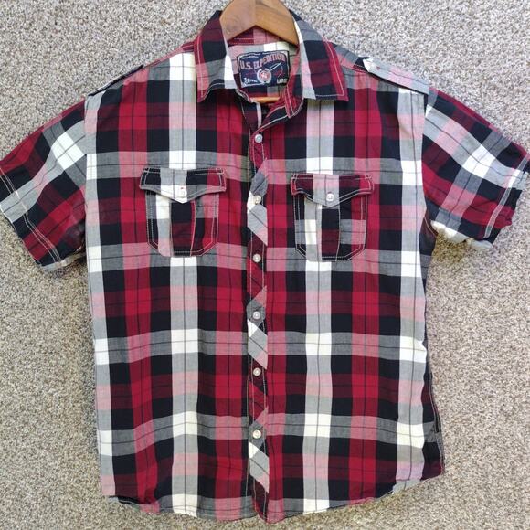 US Expedition Plaid Button Up Shirt Plaid Large - Picture 1 of 10